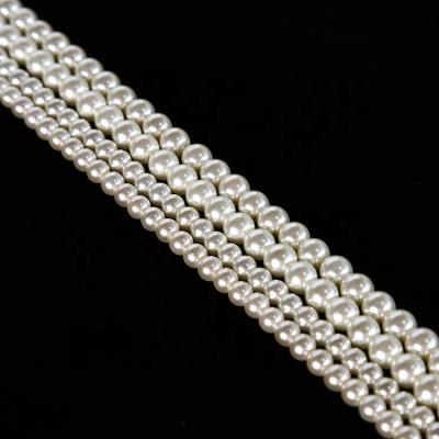 China Crystal White Glass Pearls High quality round bead in strand for jewelry making for sale