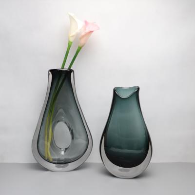 China China Vase Glass Cyan Vase Tabletop Vase for sale