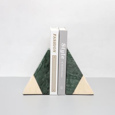 China Book Satnd Bookends Room Ornaments Creative Triangular Splicing Marble Bookends for sale