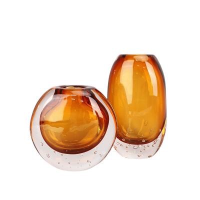 China Contemporary Unique Glass Vases Wedding Glass Bud Vase Blown Glass Centerpiece Vase for sale