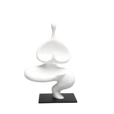 China Wholesale Yoga Arts Figure Arts Tall Home Decor Piece In Artificial White Woman Sculpture Product for sale