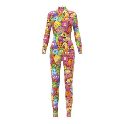 China Aooge Cailian Breathable Drop Shipping Clothing 3d Mesh Bodysuit Sexvy Full Long Sleeve Jumpsuit Custom Printing Women for sale