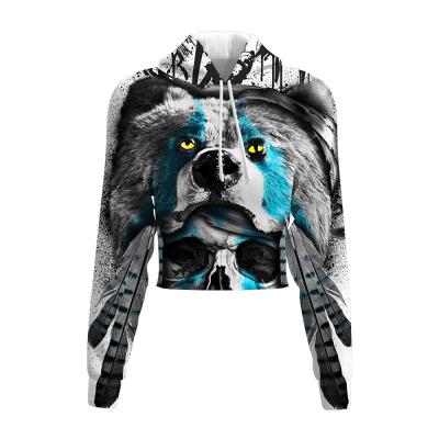 China Aooge Breathable Drop Shipping 3d Apparel Customized Printed Bear With Gray Cropped Hoodie for sale