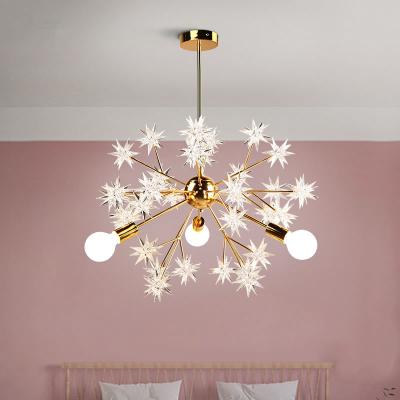 China Bedroom Modern High Quality Luxury Elegant Gold Living Room Chandelier Star Light Pendant Light for sale