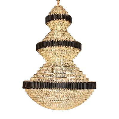 China Crystal Chandelier Luxury Hotel Lobby Post-modern European Villa Style Large Long Penthouse Apartment Pendant Lights for sale