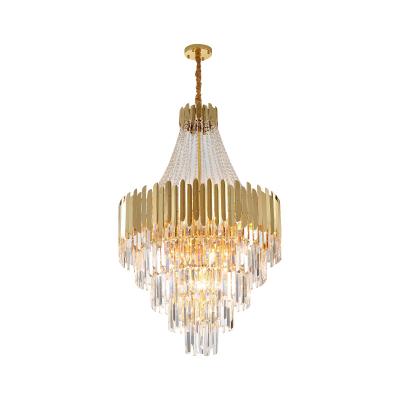 China Modern Hot Selling Aluminum Glass Metal Gold Light Modern Luxury Crystal Chandelier k9 Living Room Hanging Pendant Lighting for sale