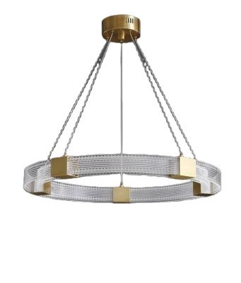 China Modern Minimalist Hanging Lighting Pendant Light Gold LED Crystal Luxury Circle Rings Ceiling Chandelier for sale