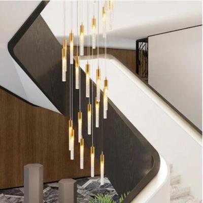 China Modern Customizable Modern Pendant Light Crystal Villa Staircase Light Rotating Luxury Long Chandelier Chandelier for sale