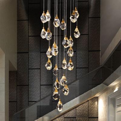 China Modern Light Luxury Postmodern Restaurant Creative Crystal Nordic Art Lighting Adjustable Long Crystal Pendant Light for sale