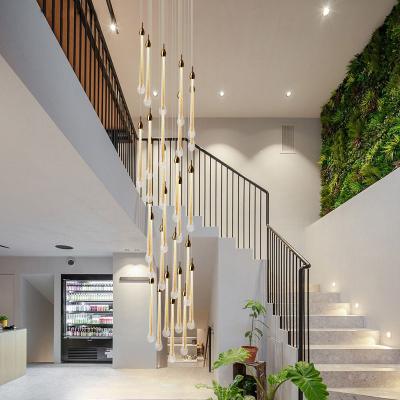 China Hot Sale Minimalist Long Staircase Chandelier Decoration Home Indoor Shop Bar Chandelier Crystal Pendant Light for sale