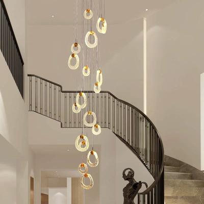 China Contemporary Modern Minimalist Simple Modern Luxury Ring Chandeliers Large Long Staircase Crystal Chandelier for sale