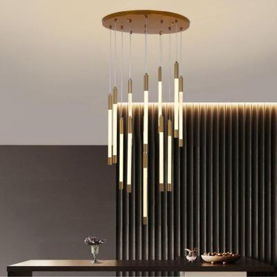 China Hot Sales Long LED Chandelier Pendant Lamp Staircase Pendant Light Hot Sales Minimalist Acrylic Glass Tube Chandelier for sale