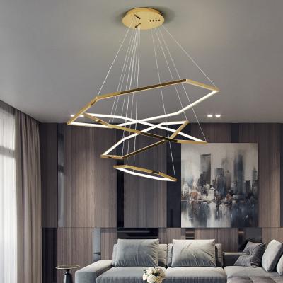 China Modern Ring Design Stainless Steel-Copper Modern Home Living Room Lighting LED Decorative Chandelier Pendant Lamp for sale