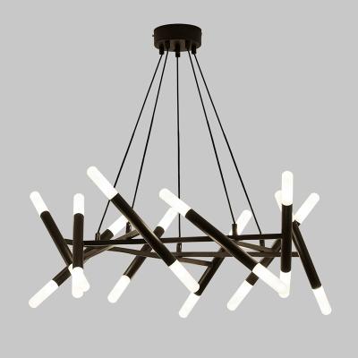 China Modern Popular Design Art Gold Tube Rod Pipe Bar Nordic Modern Minimalist Chandelier for sale