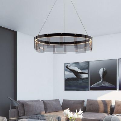 China Creative Post-modern Minimalist Glass Chandeliers Pendant Lamp Ring Chandelier for sale