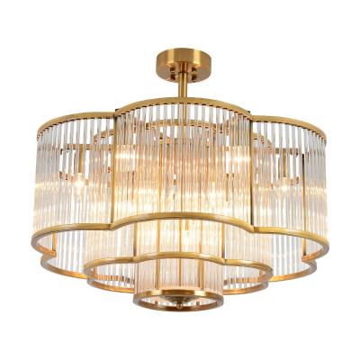 China European Post-modern Decorative Pendant Lights Iron Living Room Gold K9 Luxury Modern Ceiling Chandelier Chandeliers for sale