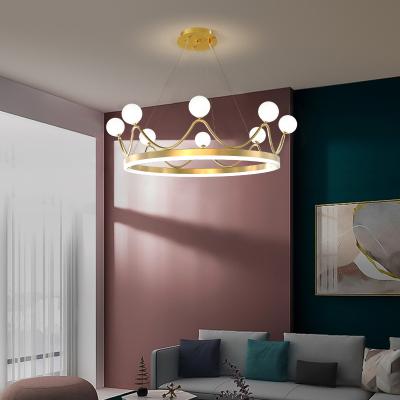 China New Scandinavian Hot Sale Modern Gold Metal Crown Pendant Lamp Chandeliers Hanging Lights for sale