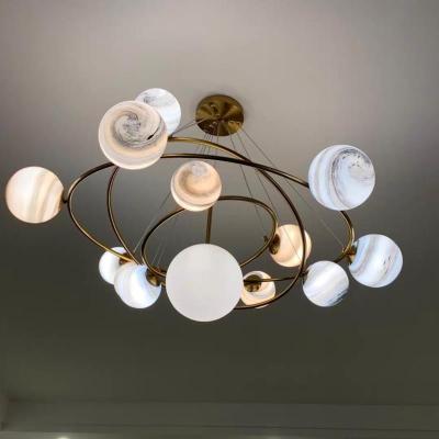 China Newcomer personality deco personality children's room bedroom chandelier glass balls minimalist colorful space lamp for sale