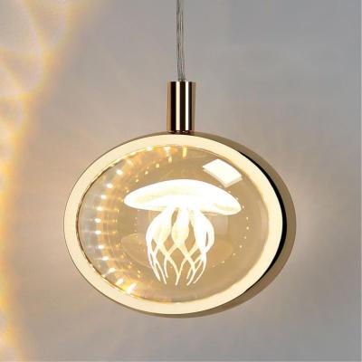 China Best Selling Minimalist Nordic Personality Decoration Led Christmas Light Bedside Small Round Crystal Pendant Light for sale