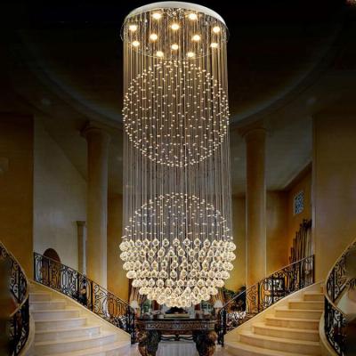 China Custom Modern Luxury Minimalist Long Overall Lamps Crystal Chandelier Big Ball Strings Crystal Lighting for Hotel Store Club Home Decoration for sale