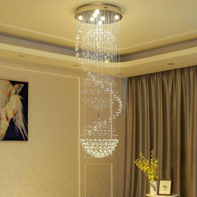 China Modern Minimalist K9 Prism Faceted Crystal Chandeliers Spiral Stairs LED Ceiling Pendant Lights Lighting for Staircase Hotel Mall for sale