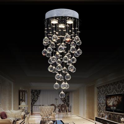 China Customization Minimalist Modern Contemporary Villa Long Stairwell Led Hanging Spiral Pendant Crystal Lighting Chandelier for sale