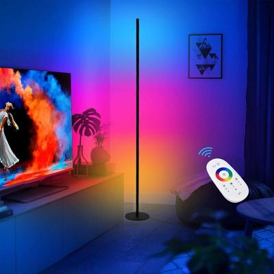 China Modern Drop Shipping RGB Corner Floor Lamp Multiple Color Adjustable With Remote Control Dimmer Modern LED Triangle Floor Lamps for sale