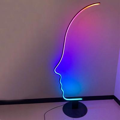 China Modern Nordic creative pattern bedroom living room floor lamp living room floor lamp face art face RGB exhibition designer vertical personality lamp for sale