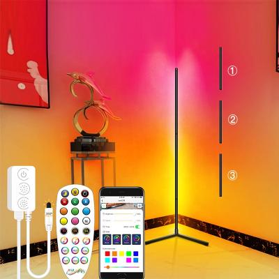 China Modern Drop Shipping Remote Control Living Room RGB LED Stand Tripod Corner Nordic Modern Decorative Floor Lamp for sale