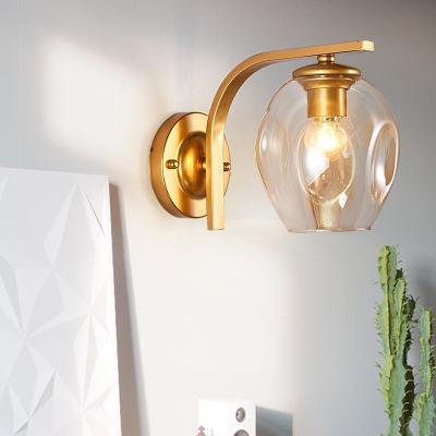 China Wholesale Modern Wall Lamp Glass Cover Gold Metal Body Wall Lamp Indoor Modern for sale