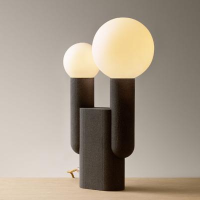 China Simple Design Double Head Glass Ball Bedroom Small Desk Lamp Desk Lamp Creative Nordic Postmodern Bedside Desk for sale