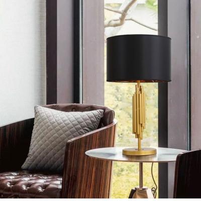 China Living Room Modern Popular Luxury Art Design Decorative Led Black Iron Plating Desk Lamp Rechargeable Led Tube Table Lamp For Bedroom for sale