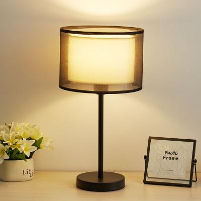 China Post Modern Premium Piece Of Art And Lamp Shades Fabric Art Desk Black Table Lamp For Reading Lamps Body Iron for sale