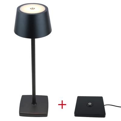 China Modern portable elegant black cordless rechargeable acrylic aluminum table lamp restaurant table battery lamps for sale