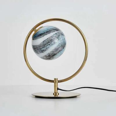 China Home Decor Modern Hot Selling Custom Glass Planet Table Lamp Kids Rechargeable Night Light For Bedside Kids Room Study for sale