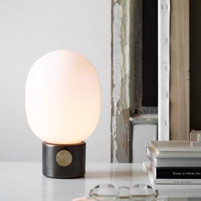 China Nordic Postmodern Modern Home Decorative Glass Ball Milk White Table Lamp Cover Table Marble Low Desk Lamp for sale