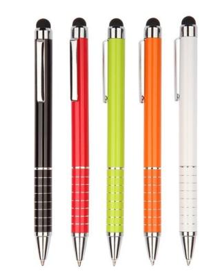 China Promotional Customized Mobile Phone Colorful Logo Twist Click Ballpoint Metal Stylus Stylus Pen for sale