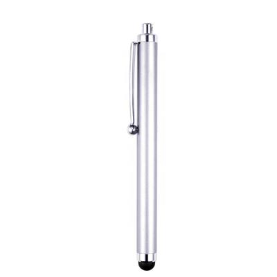 China Promotional Mobile Phone 2 In 1 White Barrel Tip Stylus Plastic Touch Pen With Custom for sale