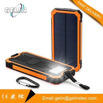 China Waterproof Bank 10000mah, Solar Battery Solar Power Bank Alibaba Gold Supplier Solar Power Charger with LED for Camping for sale