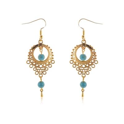 China Retro Fashion Romantic Hot Big Ethnic Style Drop Selling Turquoise Drop Lady Earrings Earings For Women And Men Jewelry for sale