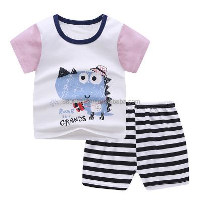 China Summer Children's Clothing Cotton Kids Casual Clothing Set Two Pieces For Men And Women Cartoon Boys Casual Clothing Sets for sale