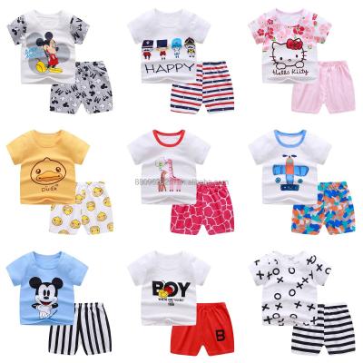 China Summer fashion style short sleeve T-shirt casual children's suit + children's pants boy's suit two children's clothes for baby for sale