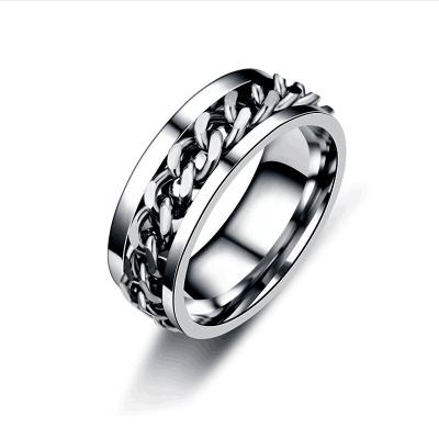 China Fine Engagement Jewelry For Couples Women New Stainless Steel Jewelry Party Gift Punk Roteble Rings Cool Rotating Spinner Chain For Women Man for sale