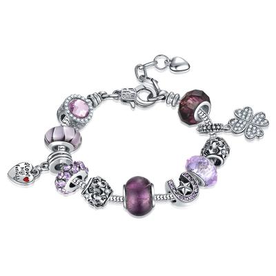 China Purple Bracelet Crystal Beads Chains Pendant High Quality Dropshipping Charm Bracelet For Women Gifts for sale