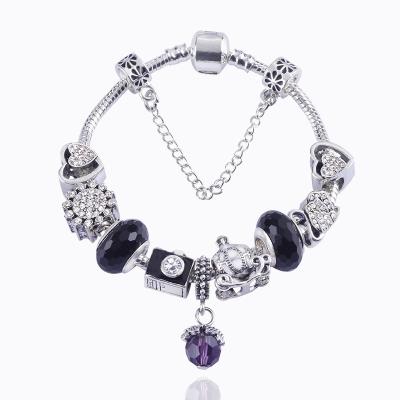 China High Quality Vintage Black Charm Bracelets For Women Crystal Beads Bracelets Pulseras Mujer Charm Bracelet & Bangle DIY Jewelry for sale