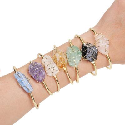 China New Product Natural Gold Plated Crystal Stone Beads Irregular Adjustable Part Flexible Wedding Crystal Bracelet Jewelry Accessories for sale