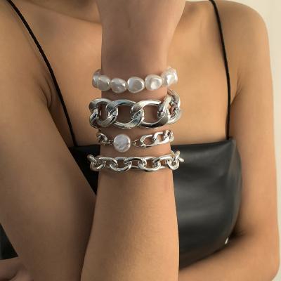 China Exaggerated Simple Popular Flexible Jewelry Mix Match Twist Chain Bracelets Set Bracelet For Women Gifts for sale