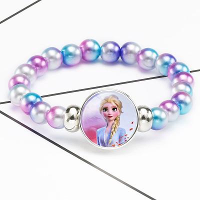 China Princess Lovely Cute Girl Cartoon Flexible Magic Pendant Bracelet Series Mermaid Rainbow Fashion Beaded Chain for sale