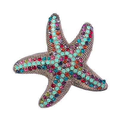 China Large Diamond Starfish Brooch Personality Popular Vintage Exaggerated American European Combine Dress Suit Women Brooch Ornaments for sale