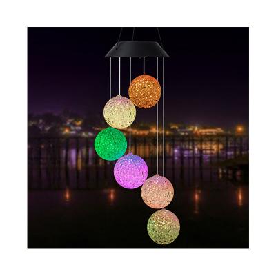 China Installment Jiexuan Easy Solar Powered Led Waterproof Outdoor Decorative Changing Color Ball Solar Wind Chime Garden Lights campanas deviento for sale